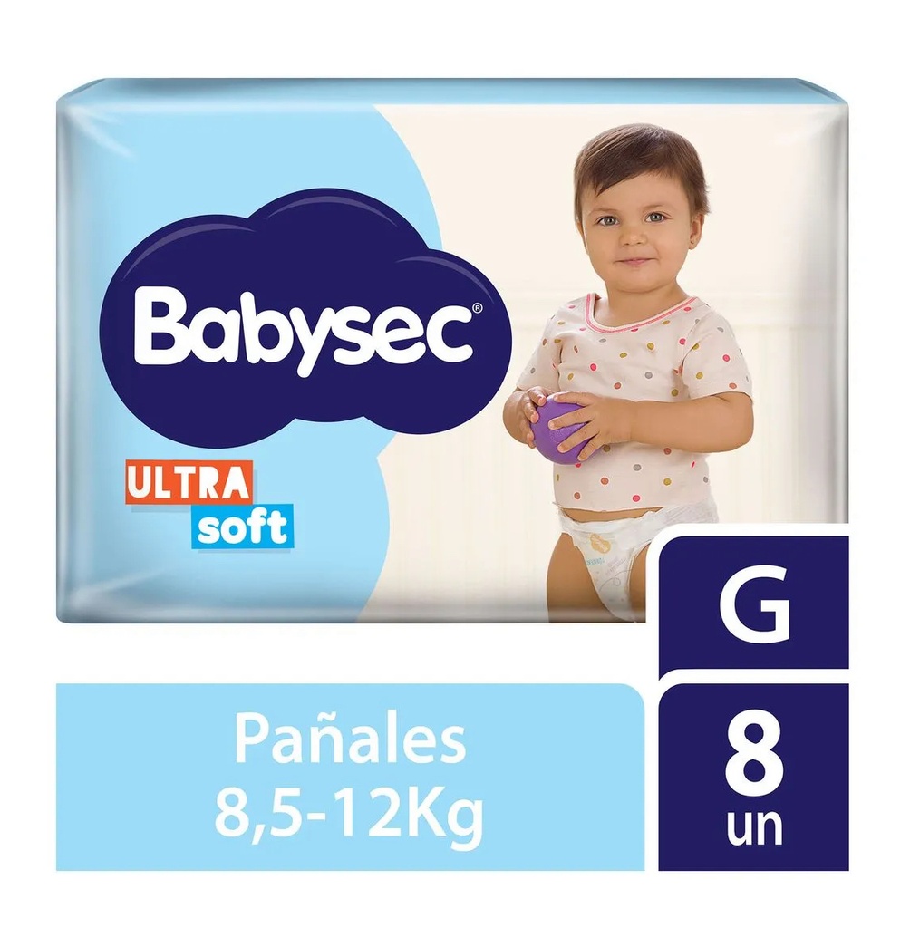 PAÑALES BABYSEC ULTRA SEC/SOFT REG G 8U