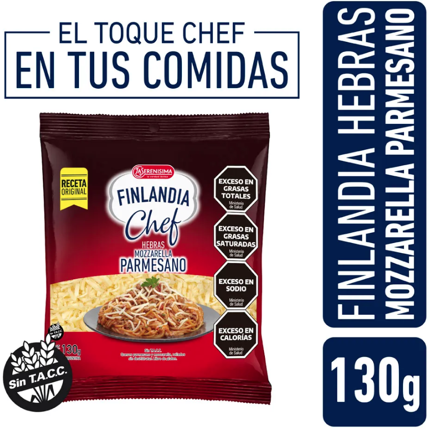 QUESO EN HEBRAS FINLANDIA MOZZARELLA CHEF 130GR