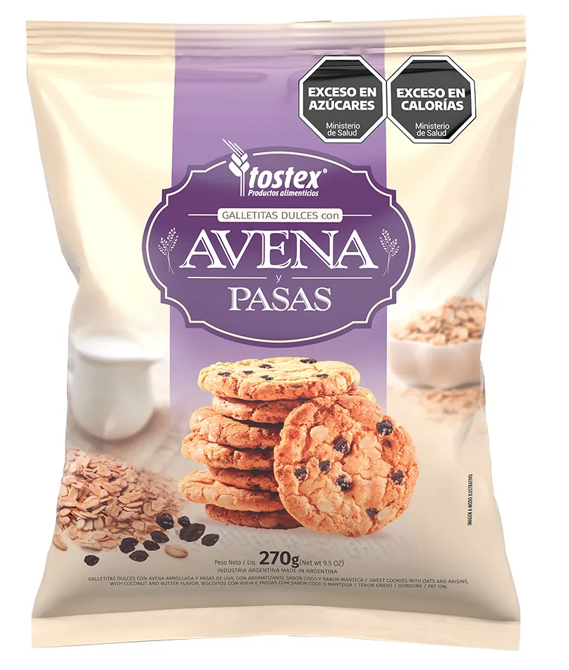 GALLETITAS TOSSTEX AVENA Y PASAS 270GR