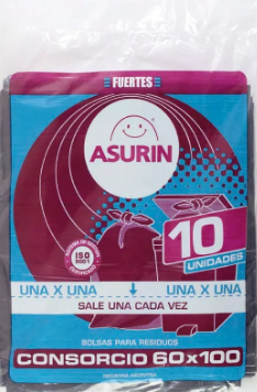 BOLSA DE CONSORCIO ASURIN NEGRA 60X100 10 UN