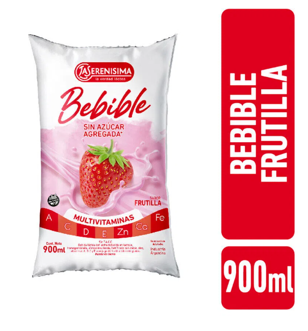 YOGURT BEBIBLE LA SERENISIMA SIN AZUCAR FRUTILLA 900ML