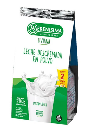 LECHE DESCREMADA EN POLVO LA SERENISIMA 200GR