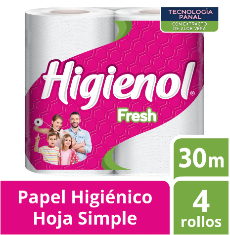 PAPEL HIGIENICO HIGIENOL EXPORT 4 X 30 FRESH