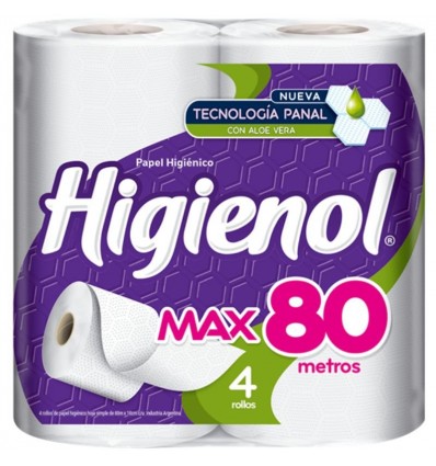 PAPEL HIGIENICO HIGIENOL MAX 80MTS