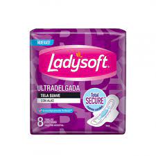 TOALLITAS FEMEMINAS LADYSOFT ULTRADELGADA X8 CON ALAS