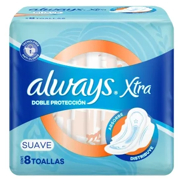 TOALLITAS FEMENINAS ALWAYS XTRA D.PROTECCION 8UN