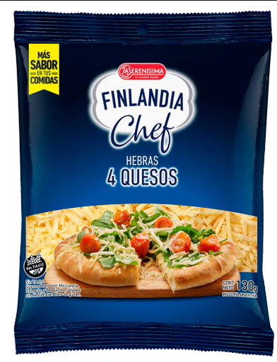 QUESO EN HEBRAS FINLANDIA 4 QUESOS CHEF 130GR