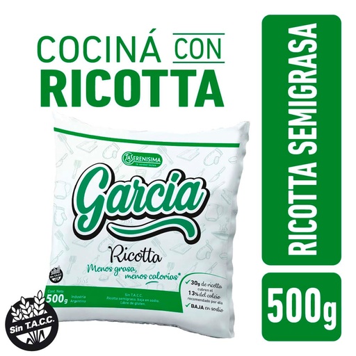 RICOTTA GARCIA LA SERENISIMA SEMIGRASA 500GR