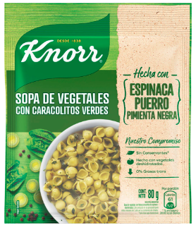 SOPA KNORR DE VEGETALES CARACOLITOS VERDES 80GR