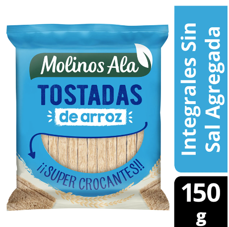 TOSTADAS DE ARROZ MOLINOS ALA SIN SAL 150GR