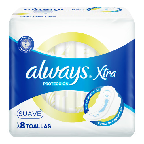 TOALLITAS FEMENINAS ALWAYS PRO.XTRA SUAVE 8 UN