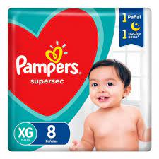 PAÑALES PAMPERS SUPERSEC PLUS 8 XG