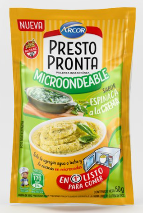 POLENTA PRESTO PRONTA PARA MICROONDAS ESPINACA A LA CREMA 65GR